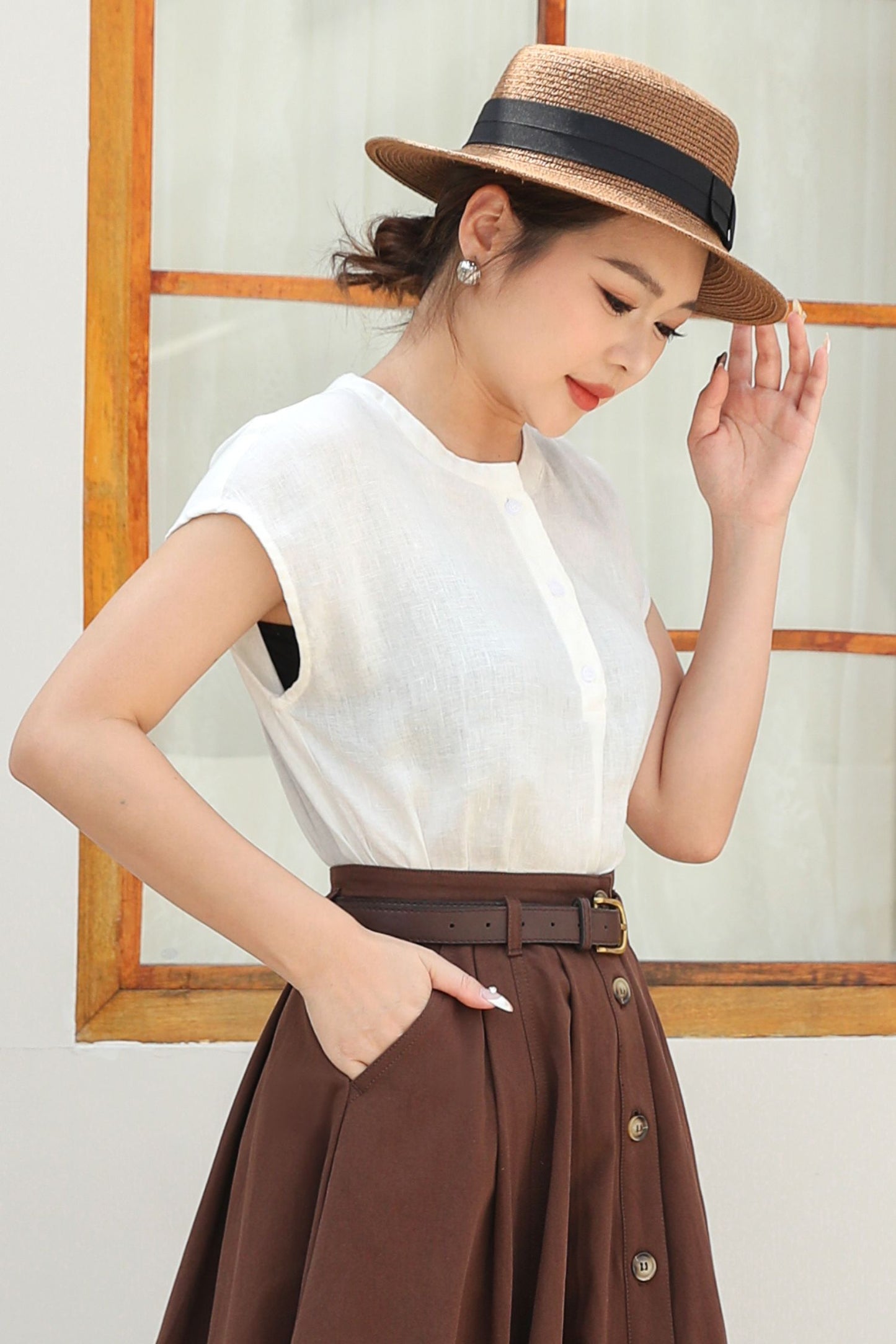 Summer Womens Casual linen Blouse C4843