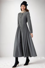 Load image into Gallery viewer, Gray Wool Women Pleated Winter Dresses C4012
