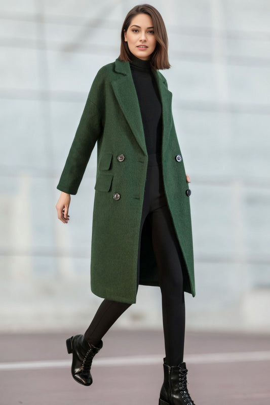 Green Long Wool Coat C4959
