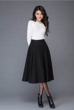 Load image into Gallery viewer, A line black winter womens wool skirt C1008
