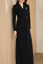 Load image into Gallery viewer, Black women&#39;s spring and autumn v neck long dress C4191
