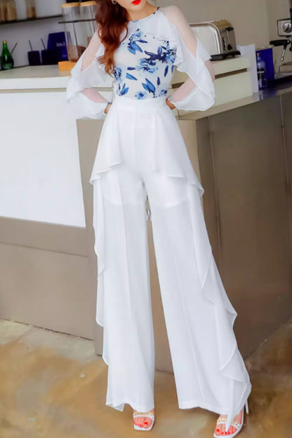 Wide leg summer chiffon pants women C4910