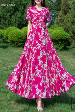 Load image into Gallery viewer, floral large swing chiffon dress C3982
