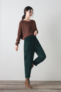 Baggy wide leg corduroy pants women C4342