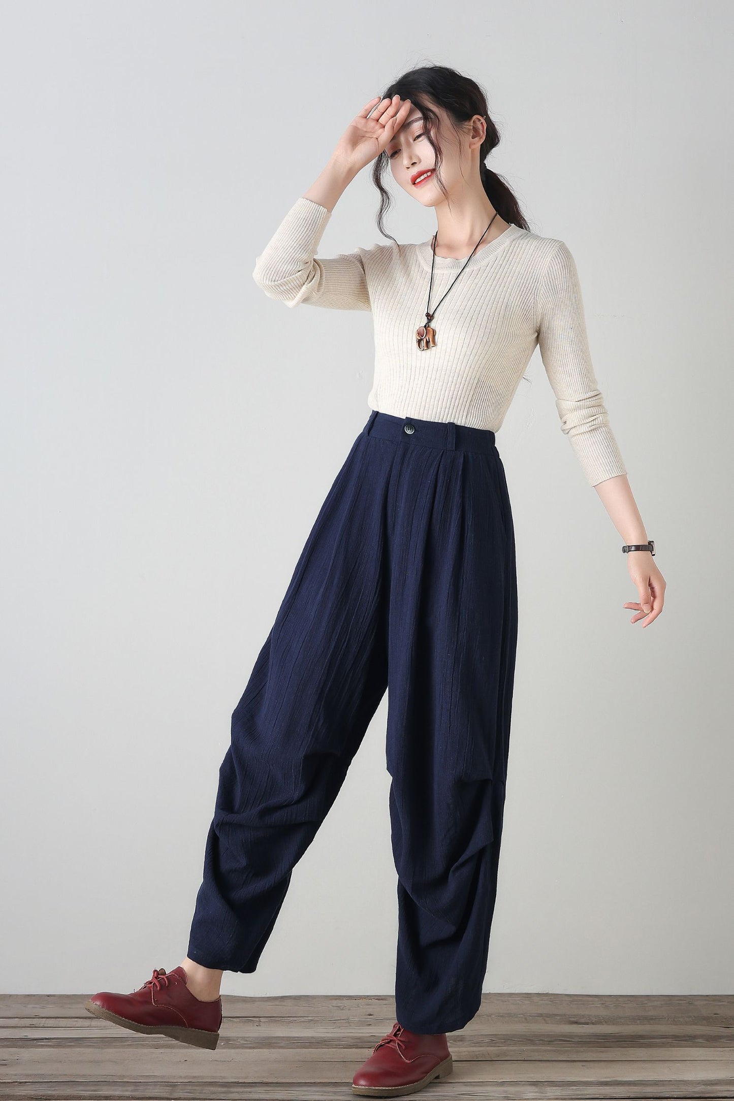 Womens wide leg Linen pants c4348