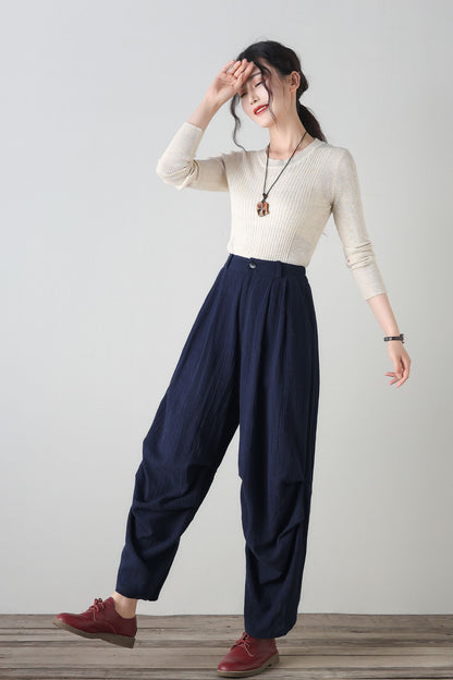 Womens wide leg Linen pants c4348