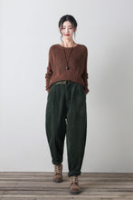 Load image into Gallery viewer, Wide leg winter corduroy pants women C4344
