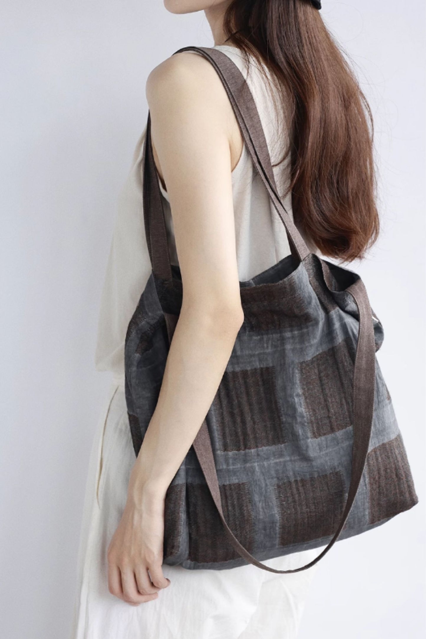 Vintage inspired plaid single shoulder bag C4751