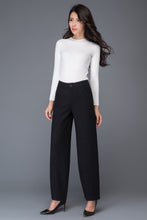 Load image into Gallery viewer, Black loose winter long wool trousers C1016
