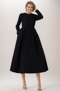 Women's Long Sleeves Black Party Dress C4103