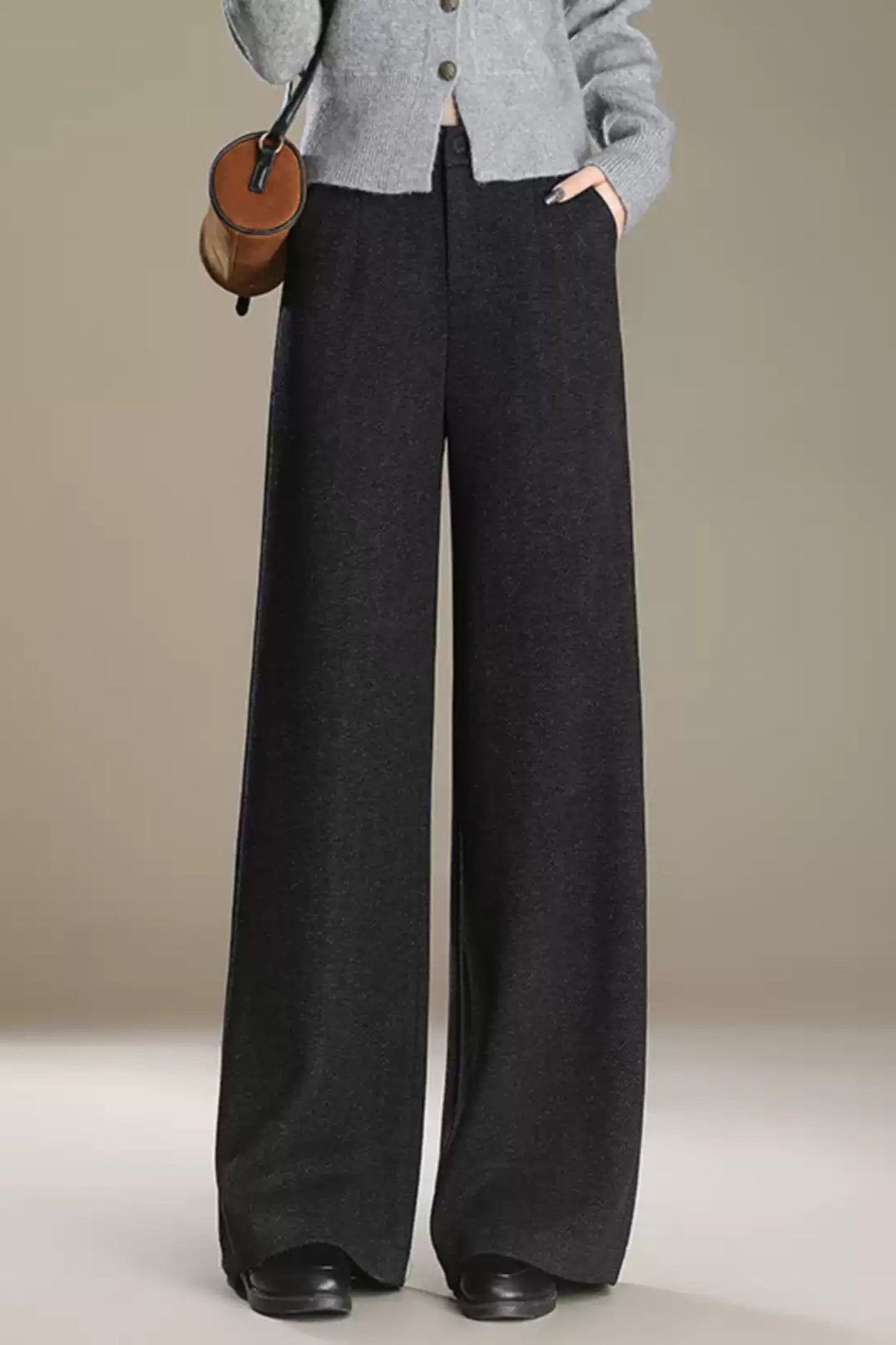 Wide leg autumn/winter wool pants c5092