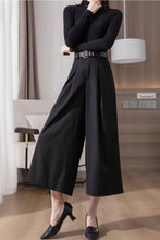 Load image into Gallery viewer, Black summer wide leg pants women C3506
