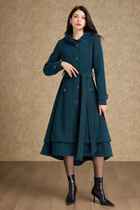 Hooded warm winter wool coat women C4476