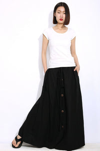 Button down Linen Maxi Skirt C336