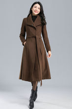 Load image into Gallery viewer, Asymmetrical Wool Coat Brown C2468
