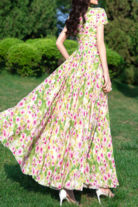 Chiffon floral women dress C3990