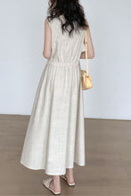 Load image into Gallery viewer, v-neck cotton linen sleeveless dress HY0004
