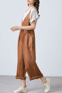 Loose Linen jumpsuit, womens linen overall C1695