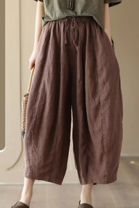 Loose fitting lantern linen pants C4425