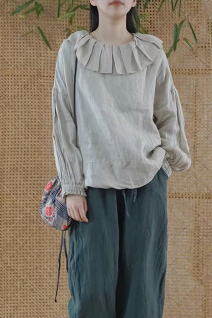 Spring casual linen blouse for women C5434