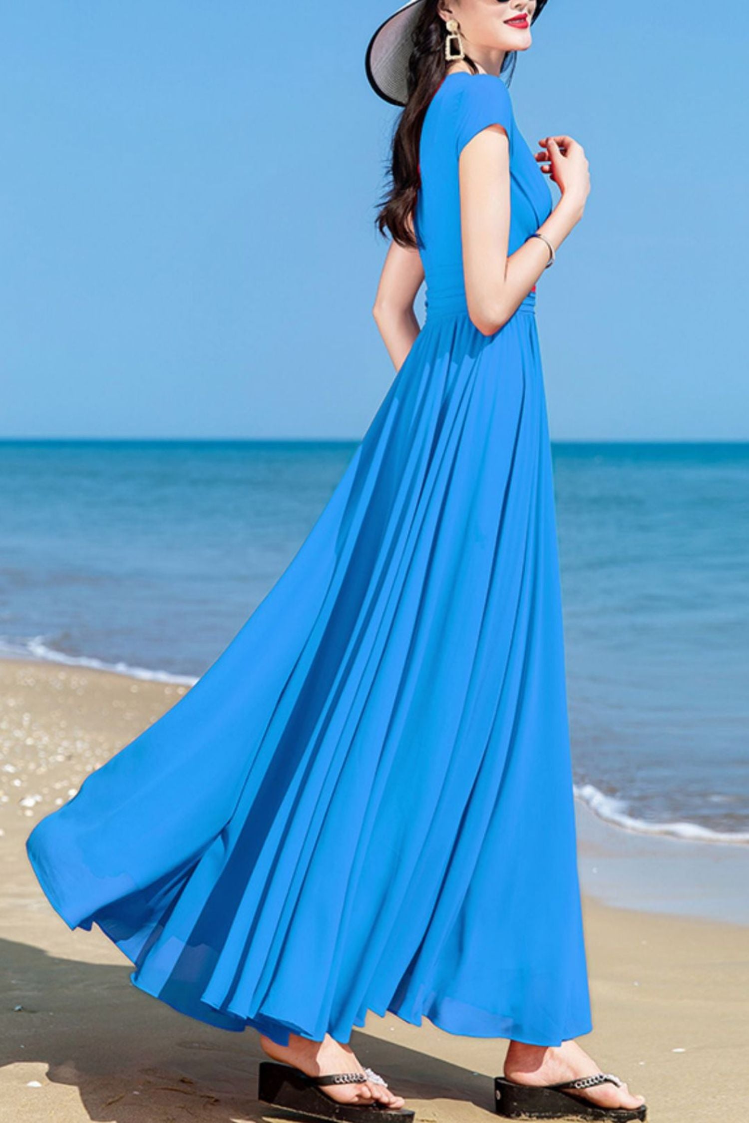 chiffon swing maxi dress Pink Chiffon Maxi Dress - Long Sleeve Swing Silhouette 2623