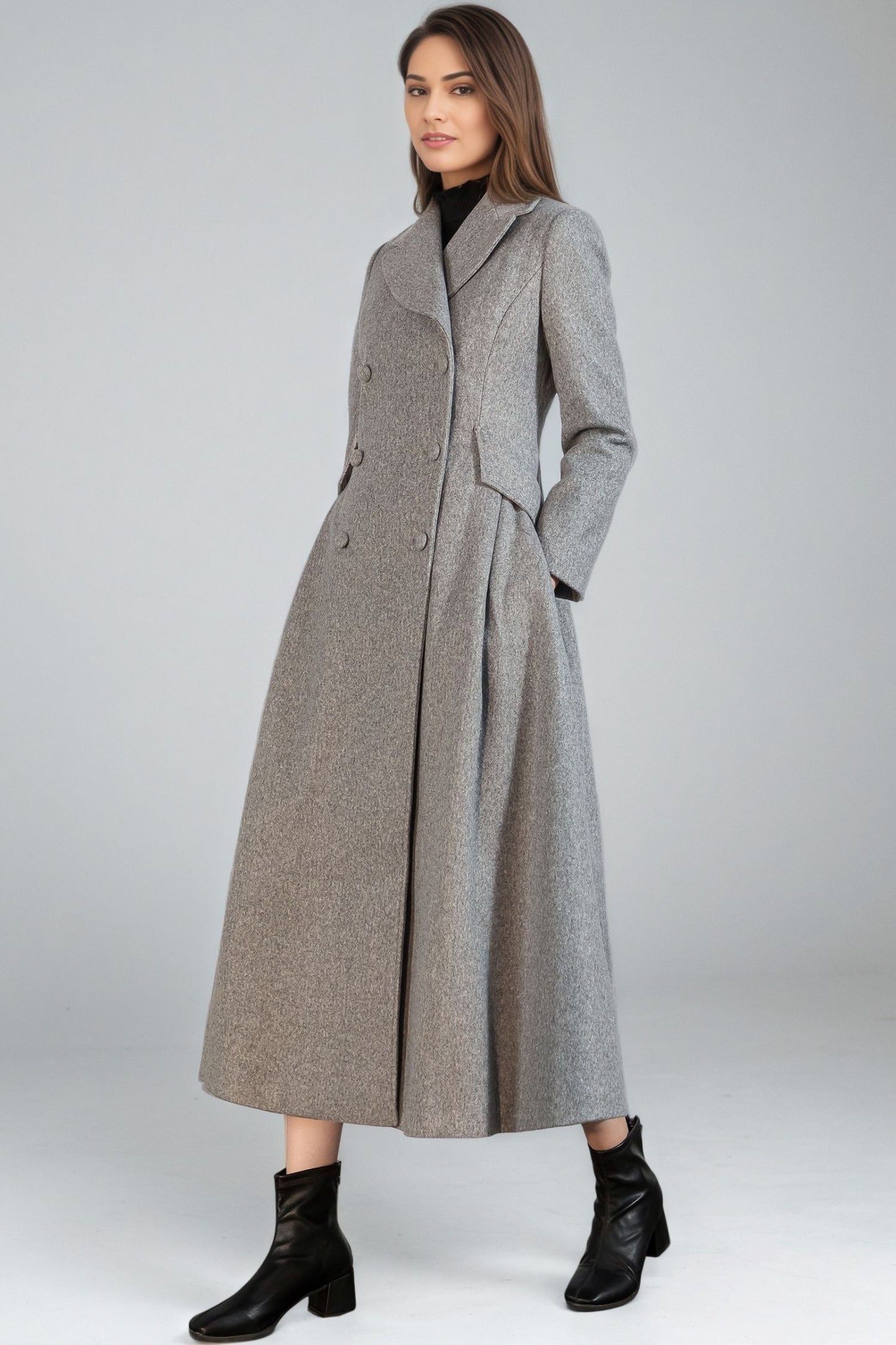 Women Vintage Inspired Long Wool Princess Coat C5132