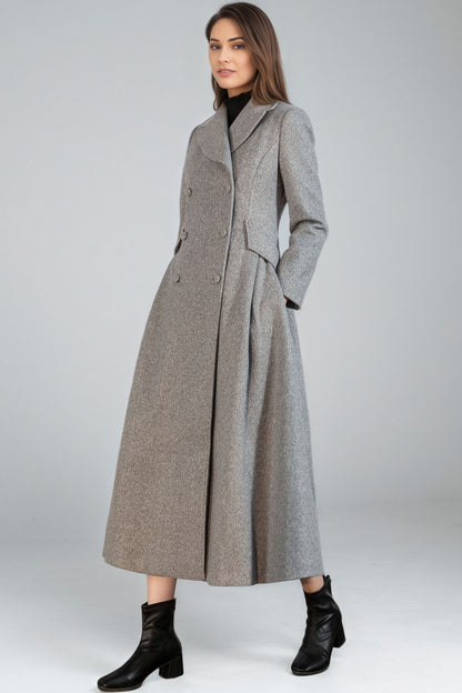 Women Vintage Inspired Long Wool Princess Coat C5132