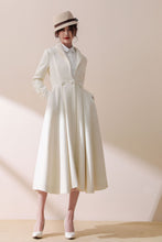 Load image into Gallery viewer, White wool wedding maxi coat dress C1779
