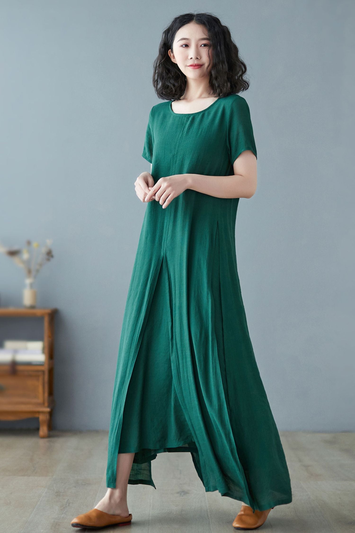 knee length dresses for ladies Beige linen dress, linen dress, women dress, Maxi dress, long linen dr –  YLISTYLE main image 0