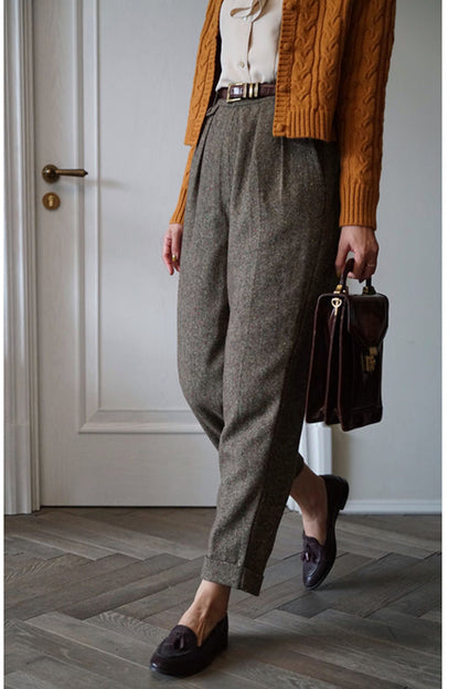 dark gray casual winter wool pants TT0130