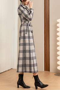 Plaid winter wool coat C4203