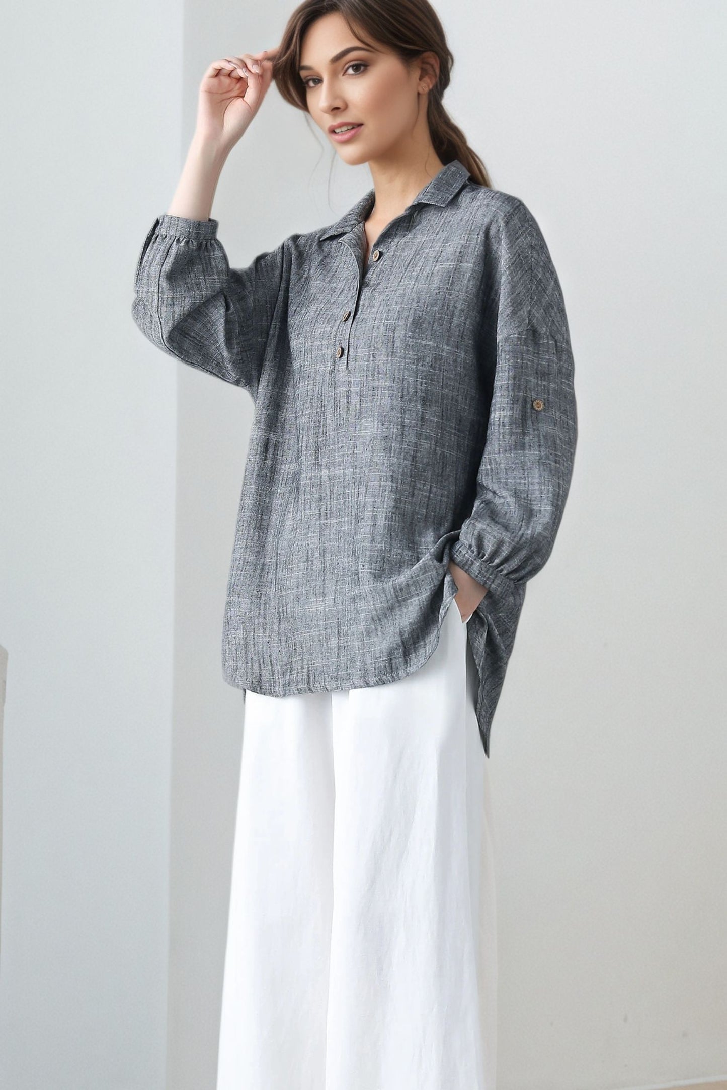 Spring Summer Linen Tops C5326