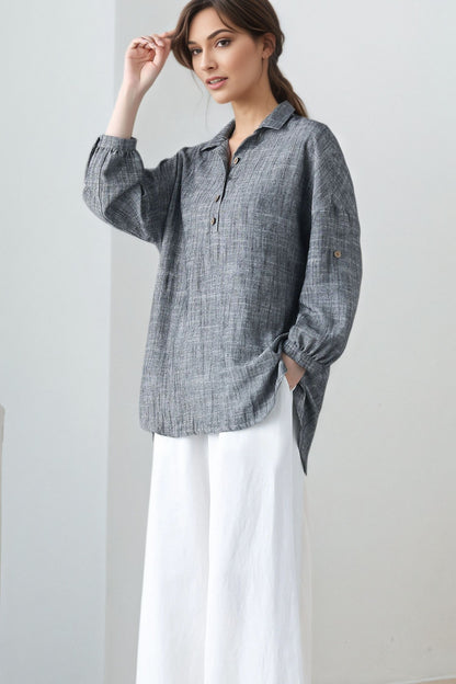 Spring Summer Linen Tops C5326