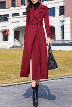 Load image into Gallery viewer, women&#39;s burgundy winter wool coat C4207
