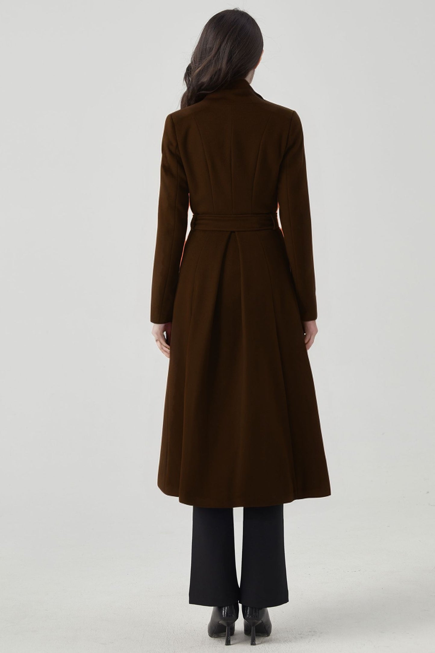 Women Long Plus Size Wool Coat With Belted C4407
