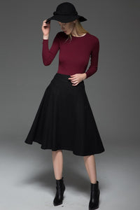 Black Skater womens winter wool skirt C768