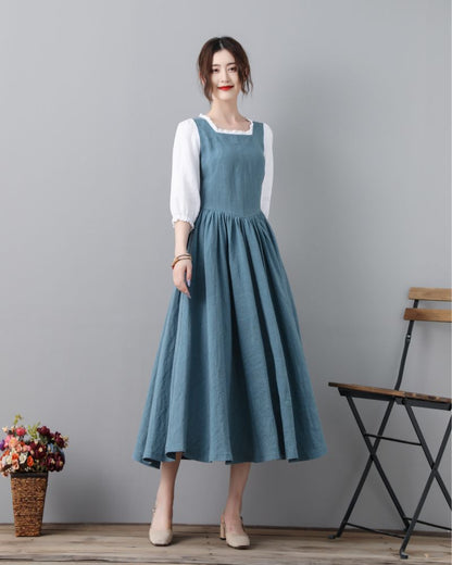 Swing Midi Princess Linen Dress C4703