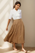 Load image into Gallery viewer, Women&#39;s Light Brown Linen midi Skirt C4132
