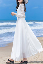 Load image into Gallery viewer, White chiffon long-sleeved dress C4039
