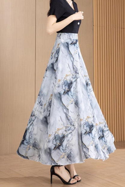Printed summer prom chiffon skirt women C4914