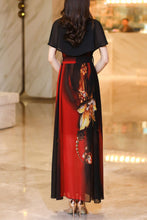 Load image into Gallery viewer, summer new black printed long dress C4055
