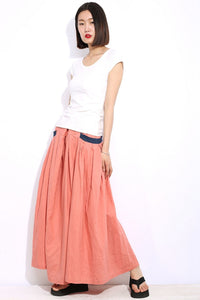 Maxi long linen skirt C337