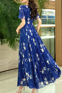 New summer blue chiffon dress C3974