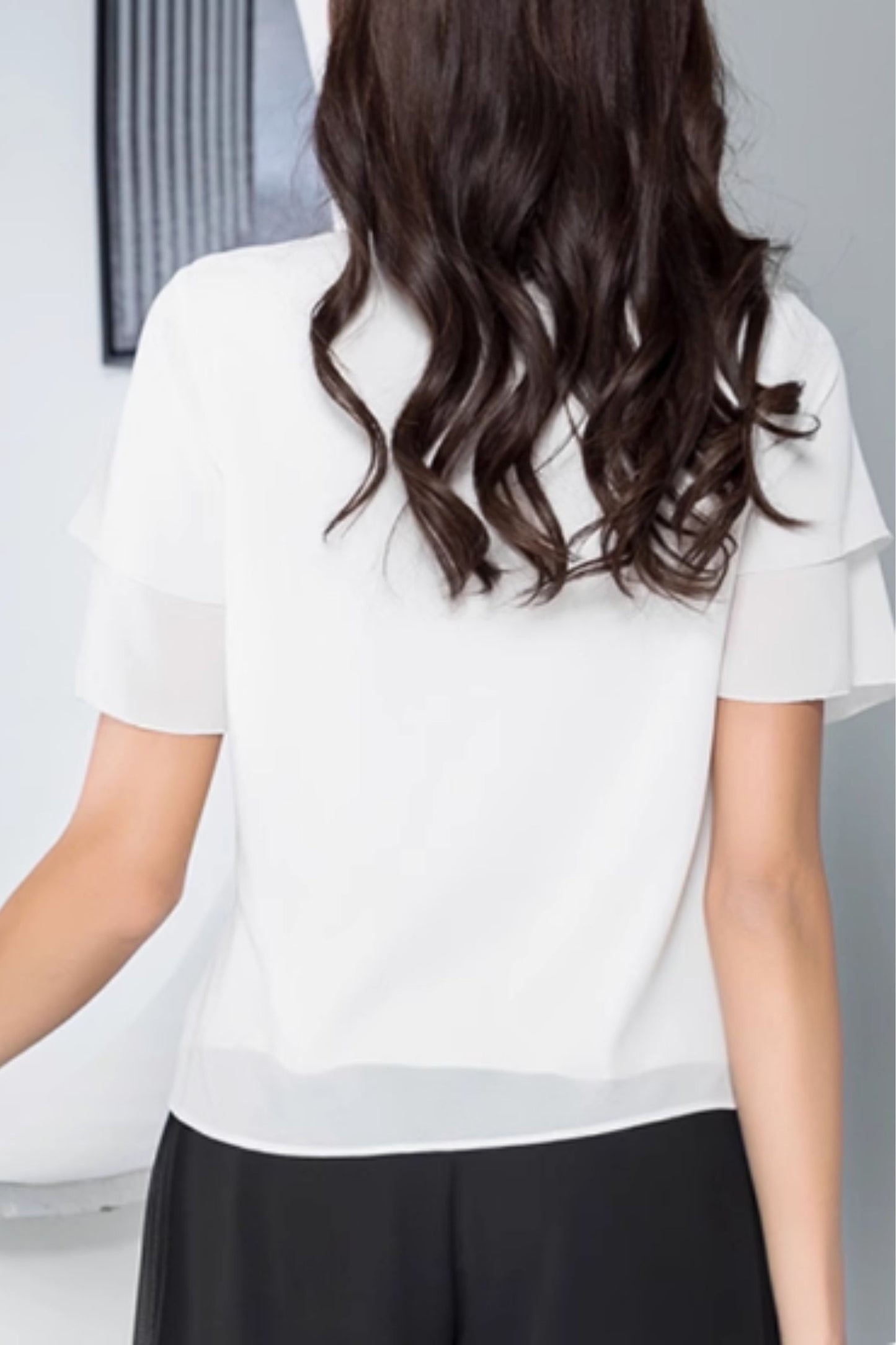 Tie belt womens chiffon blouse C5055