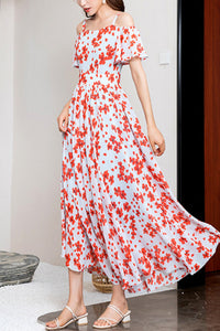 summer women chiffon floral dress C4121