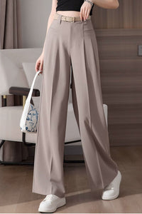 Khaki Wide Leg Long Pant with Pockets C3505