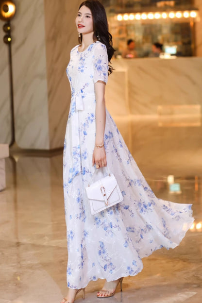 Floral prom summer chiffon dresses C4922