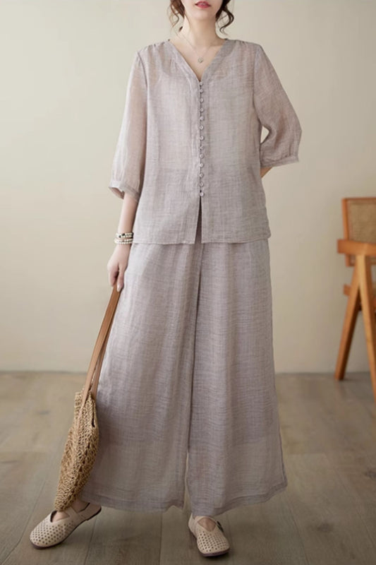 Loose fitting linen top and pant C4435