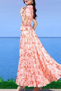 Floral summer new swing chiffon dress C3978