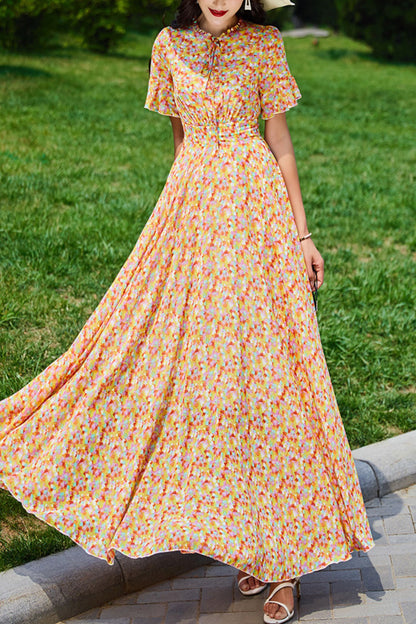 Summer chiffon floral dress women C4113